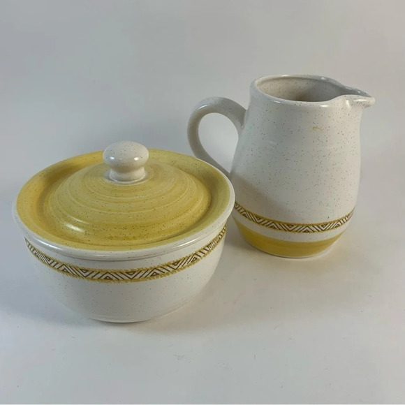 Vintage 1960s Franciscan Earthenware Hacienda Gold Sugar Creamer Set - Picture 1 of 7